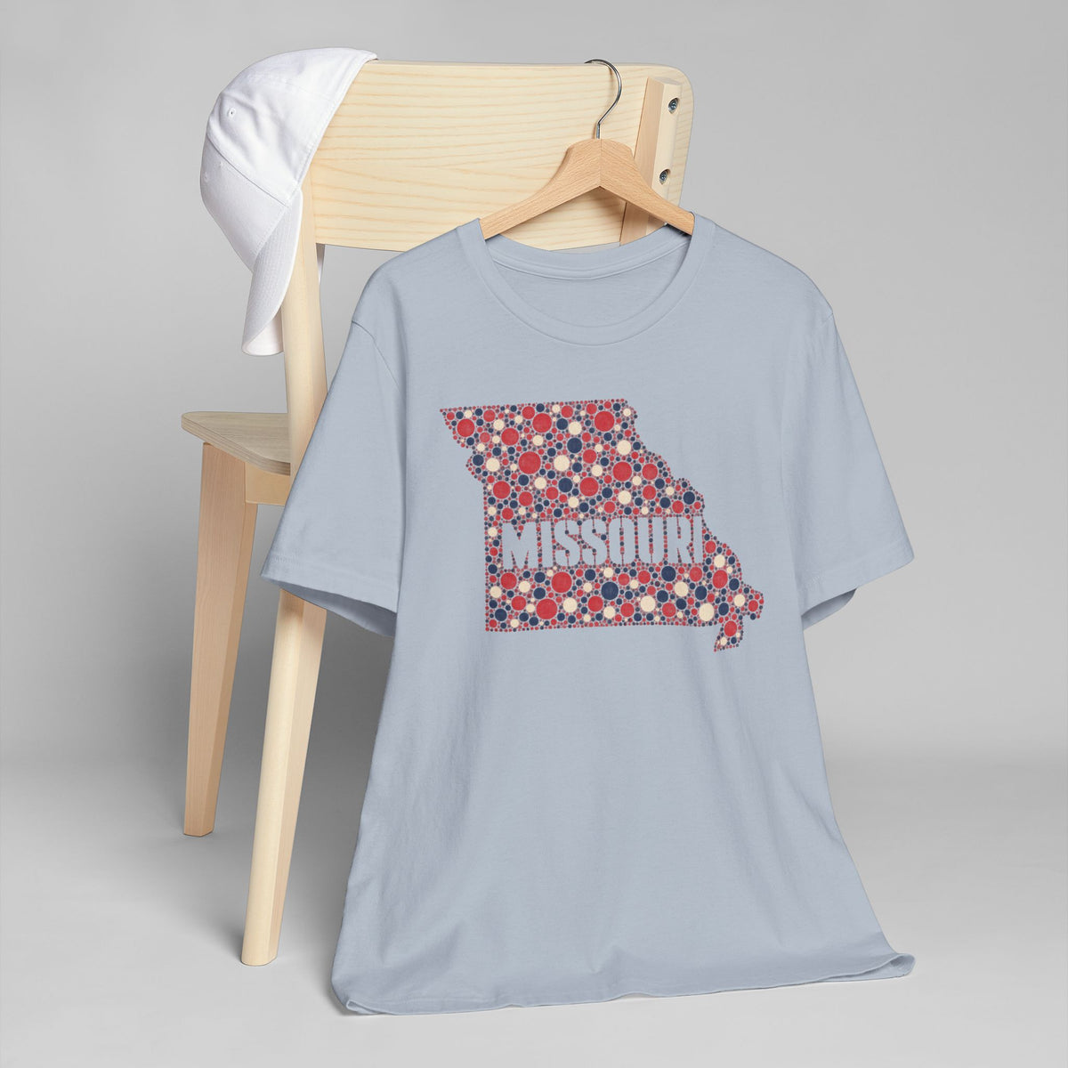 Missouri State Floral Map T-Shirt | Red White and Blue Missouri Outline Graphic Tee
