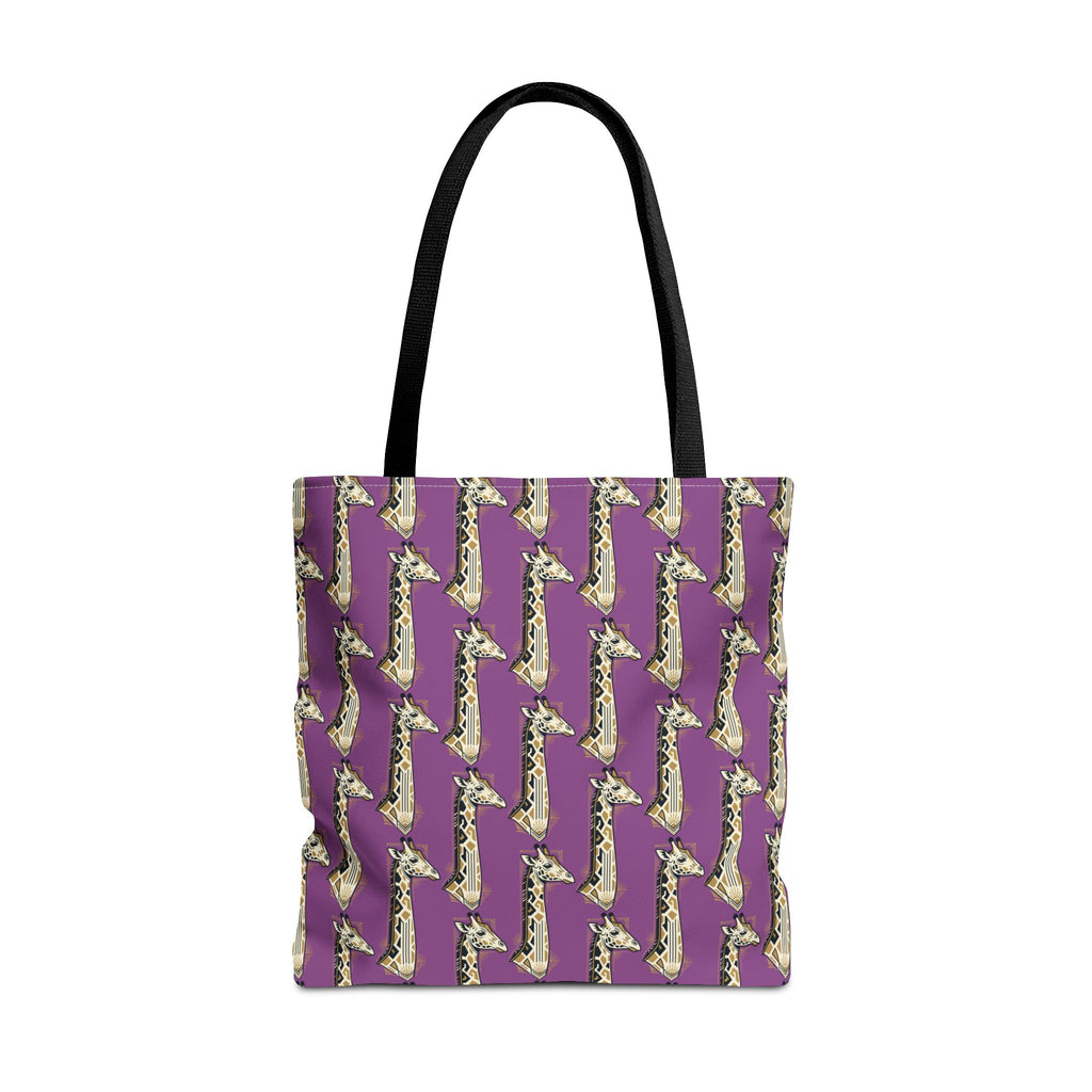 Saxophone tote bag with purple pattern and black handles