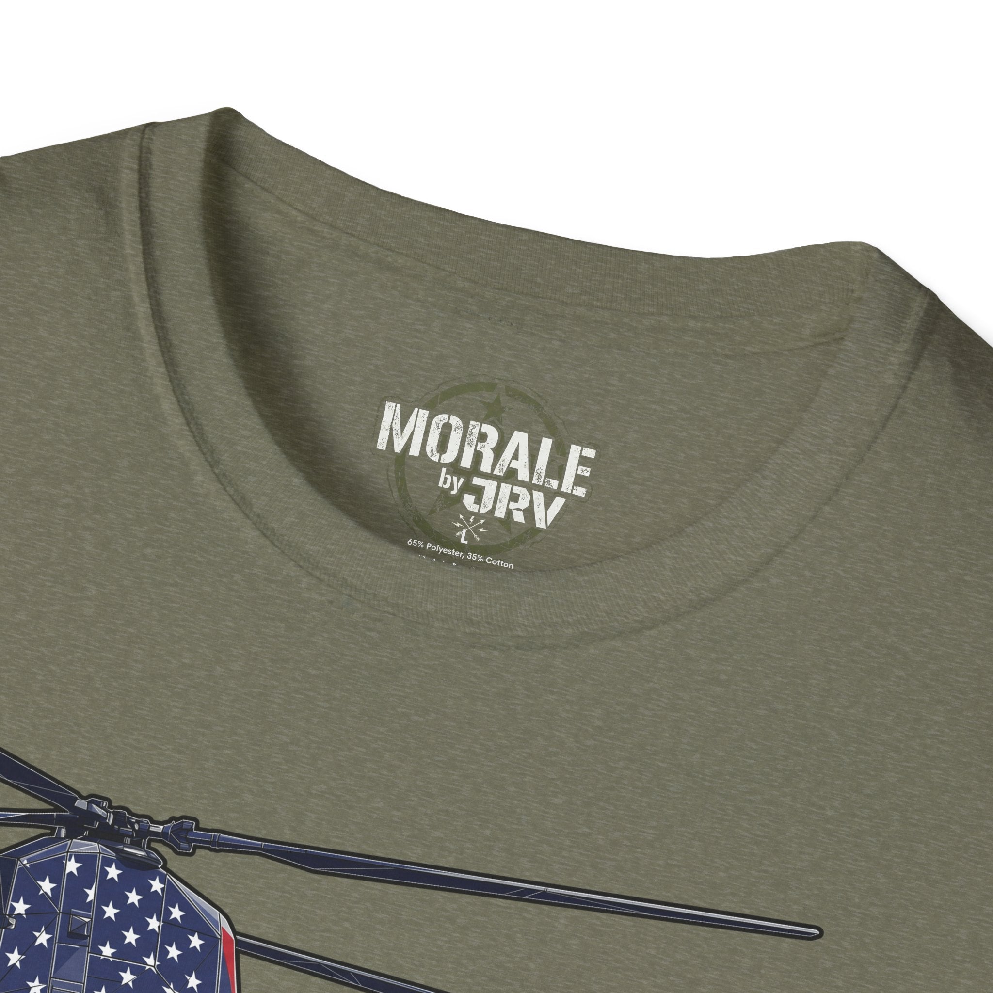 CH-47 Chinook T-Shirt, Heather Military Green, “MORALE by TRV” neck label