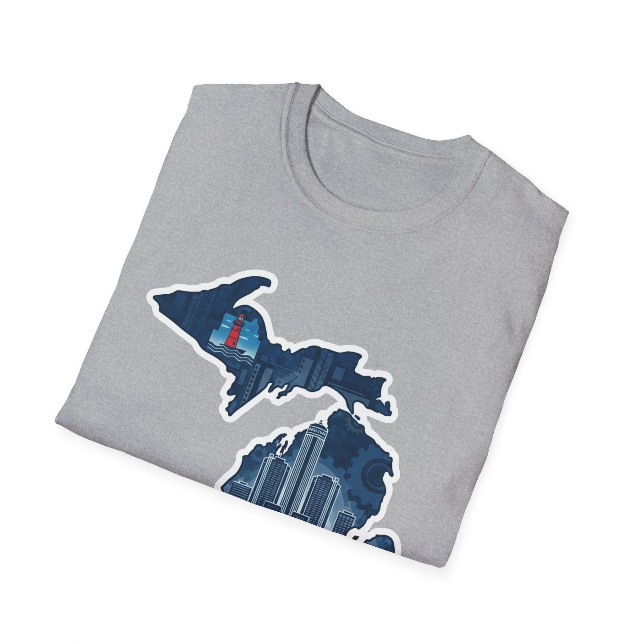 I Am Michigan T-shirt, Sport Grey, Michigan skyline map graphic on the chest