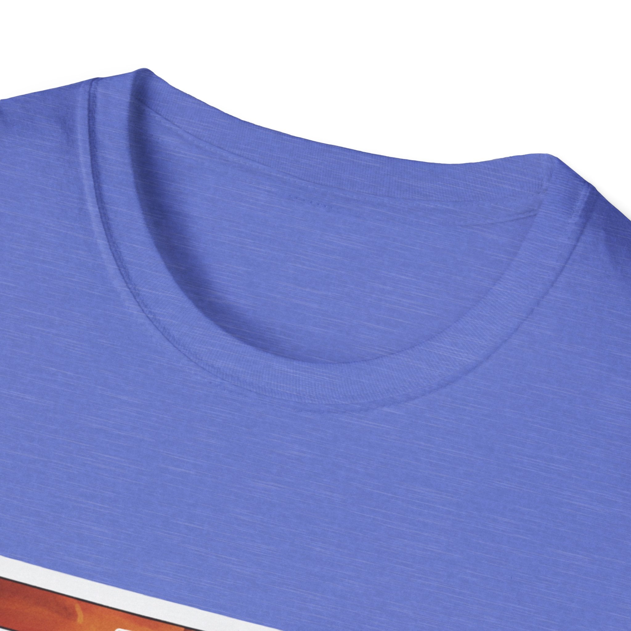 Crew neck close-up of heather purple Oklahoma State T-shirt