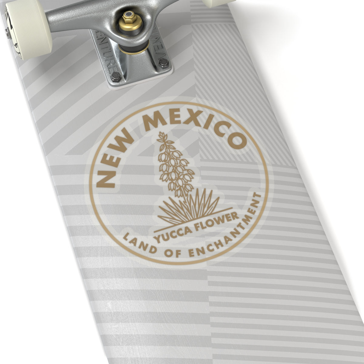 Transparent vinyl sticker with round New Mexico yucca flower state emblem decal