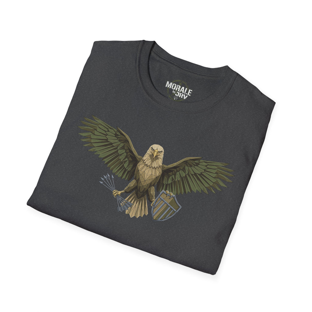 Soaring Hawk T-Shirt, heather dunkelgrau, großer Raptor mit ausgebreiteten Flügeln vorne