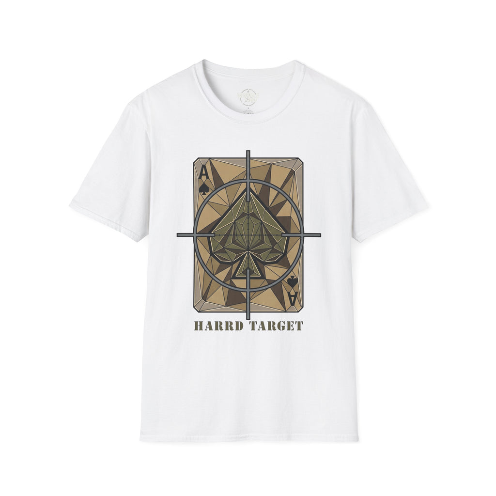 Ace Target T-shirt, white with crosshair spade graphic front
