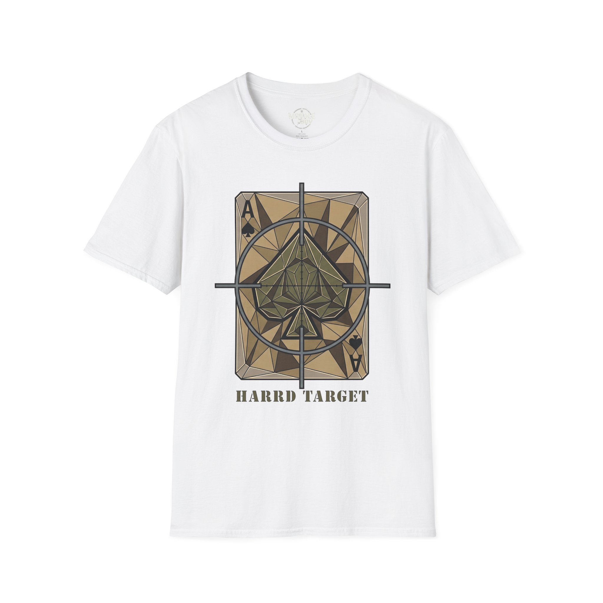 Ace Target T-shirt, white with crosshair spade graphic front