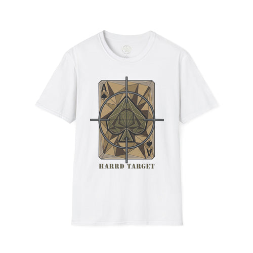 Ace Target T-shirt, white with crosshair spade graphic front