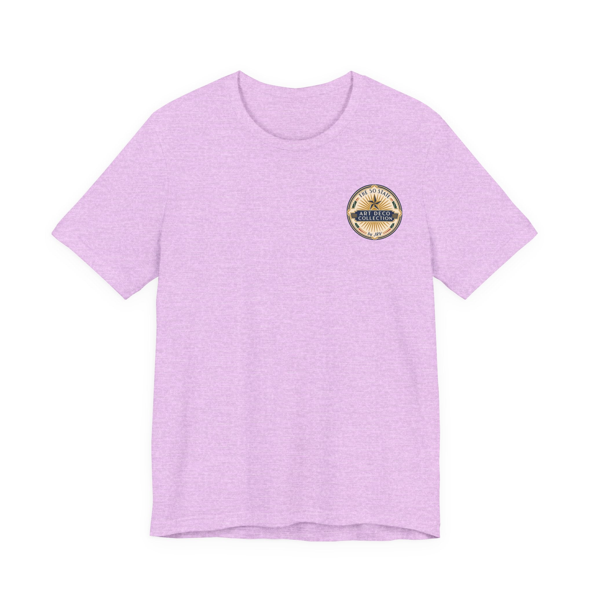 Graphic T-shirt in lilac with small circular chest logo badge