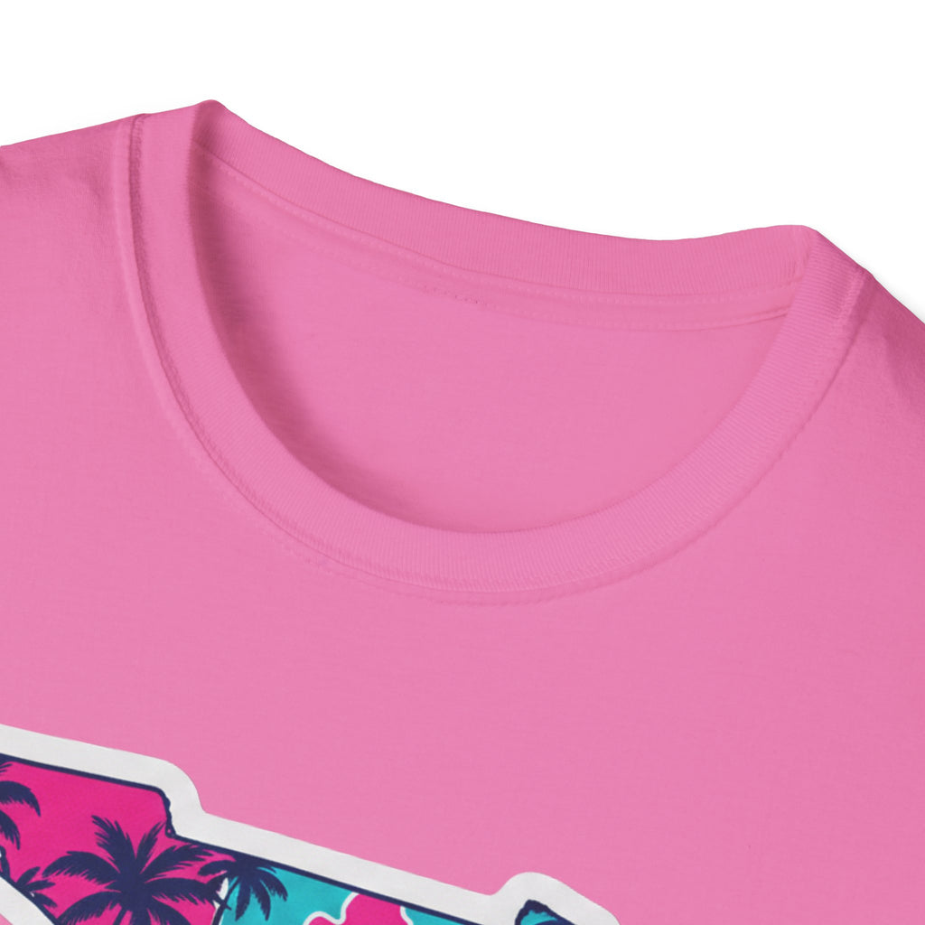 Pink T-shirt with crew neckline, no visible graphic