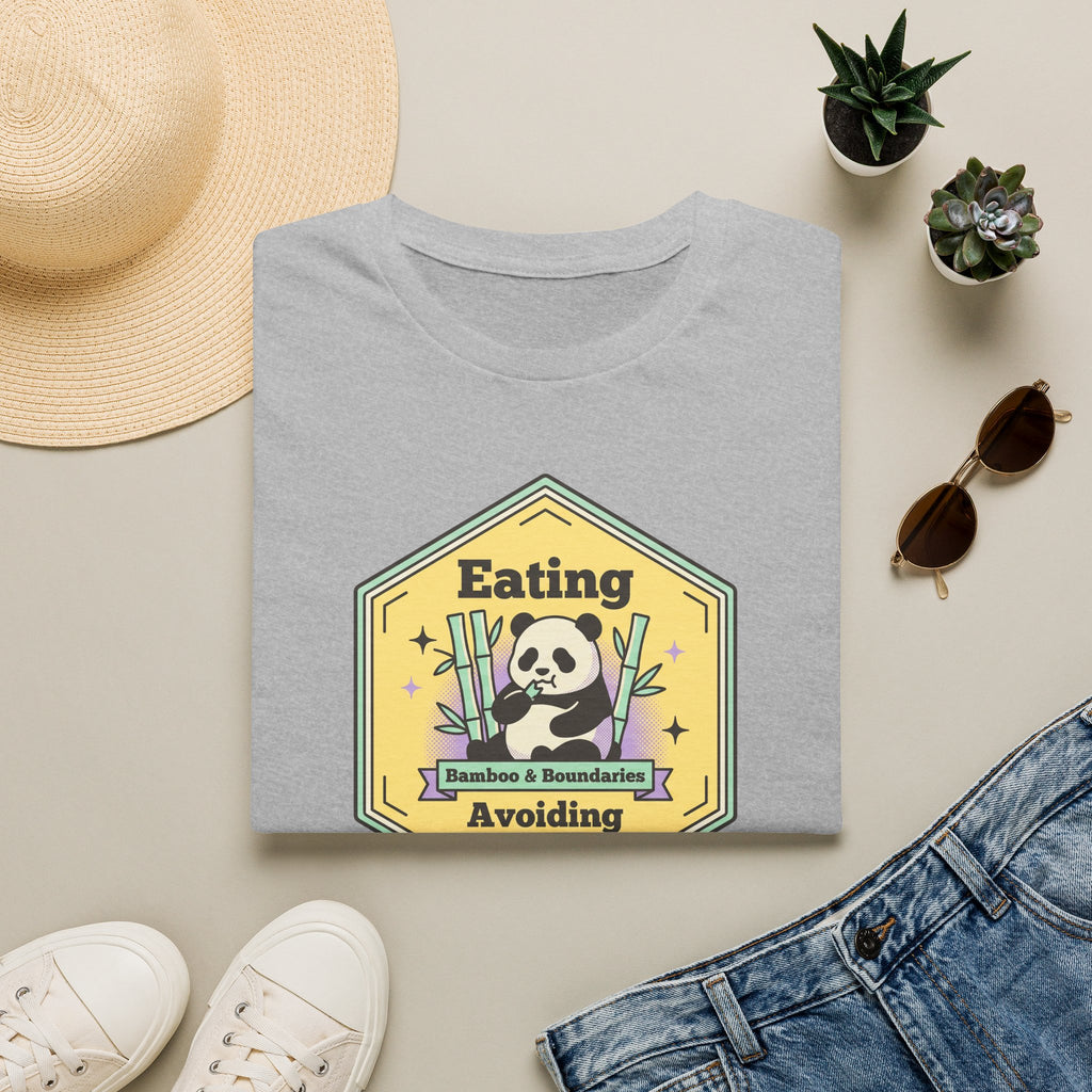 Unisex softstyle T-shirt, sport gray, panda badge graphic on front