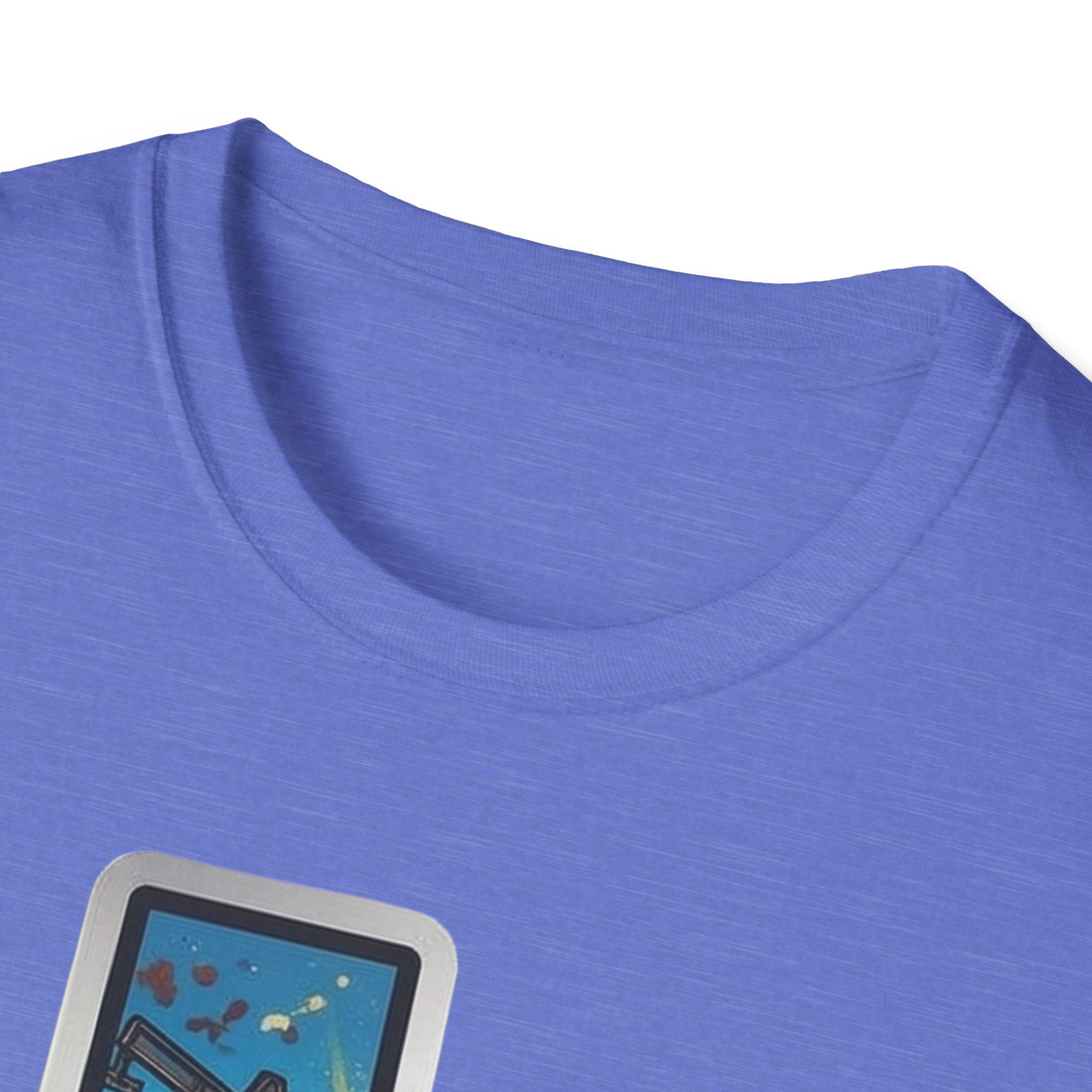 Texas T-Shirt neckline close-up, blue