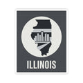 Illinois skyline outline sticker featuring circular map graphic and “ILLINOIS”