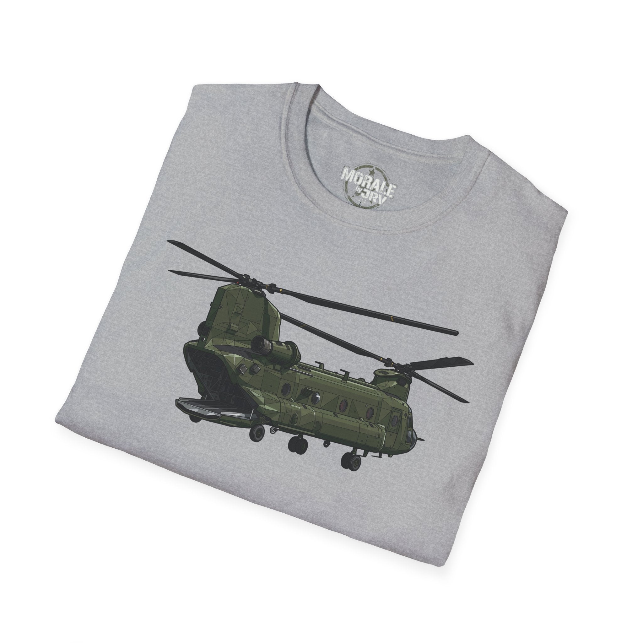 CH-47 Chinook T-shirt, sport grey, front CH-47 helicopter graphic