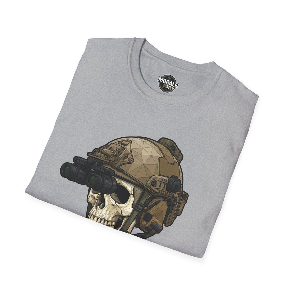 Freedom Costs skull tactical helmet T-shirt, charcoal with NVG skull graphic