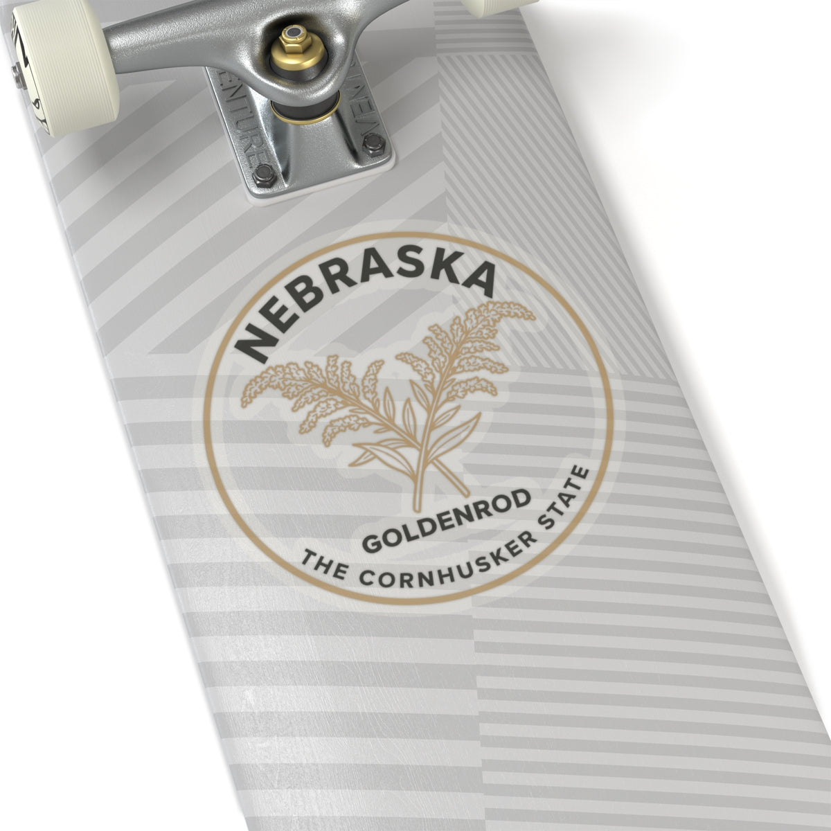 Nebraska goldenrod state flower transparent vinyl sticker, circular botanical emblem