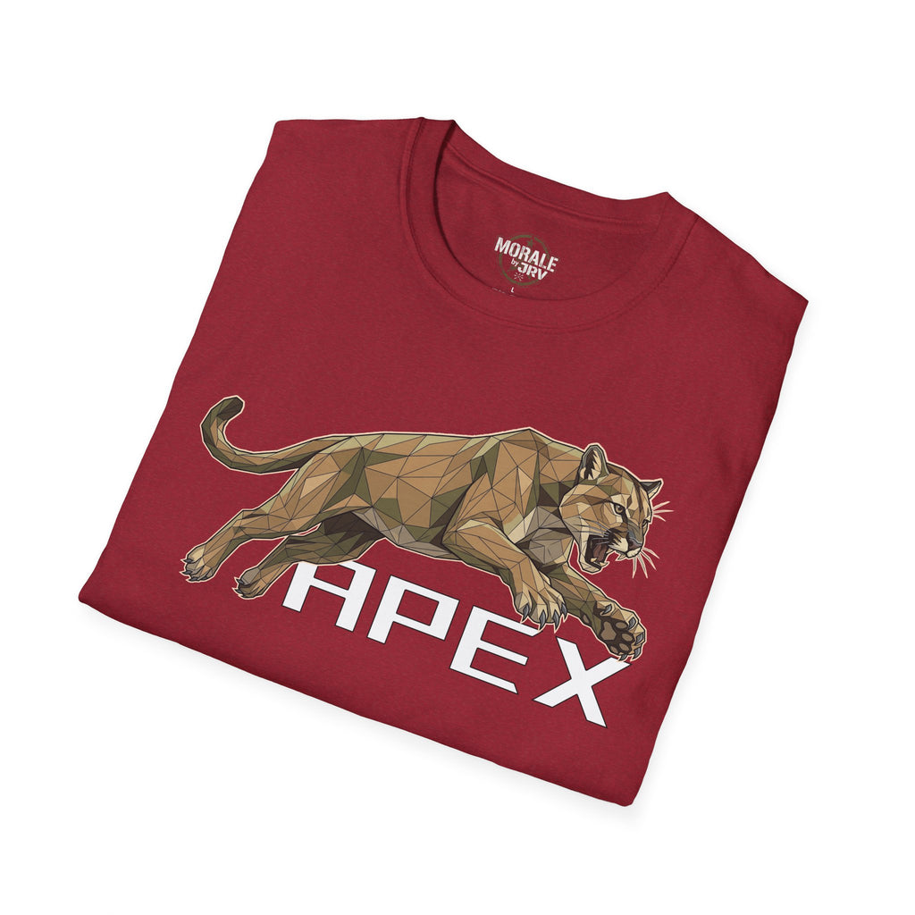 Dark red T-shirt with leaping cougar graphic and HPEX text