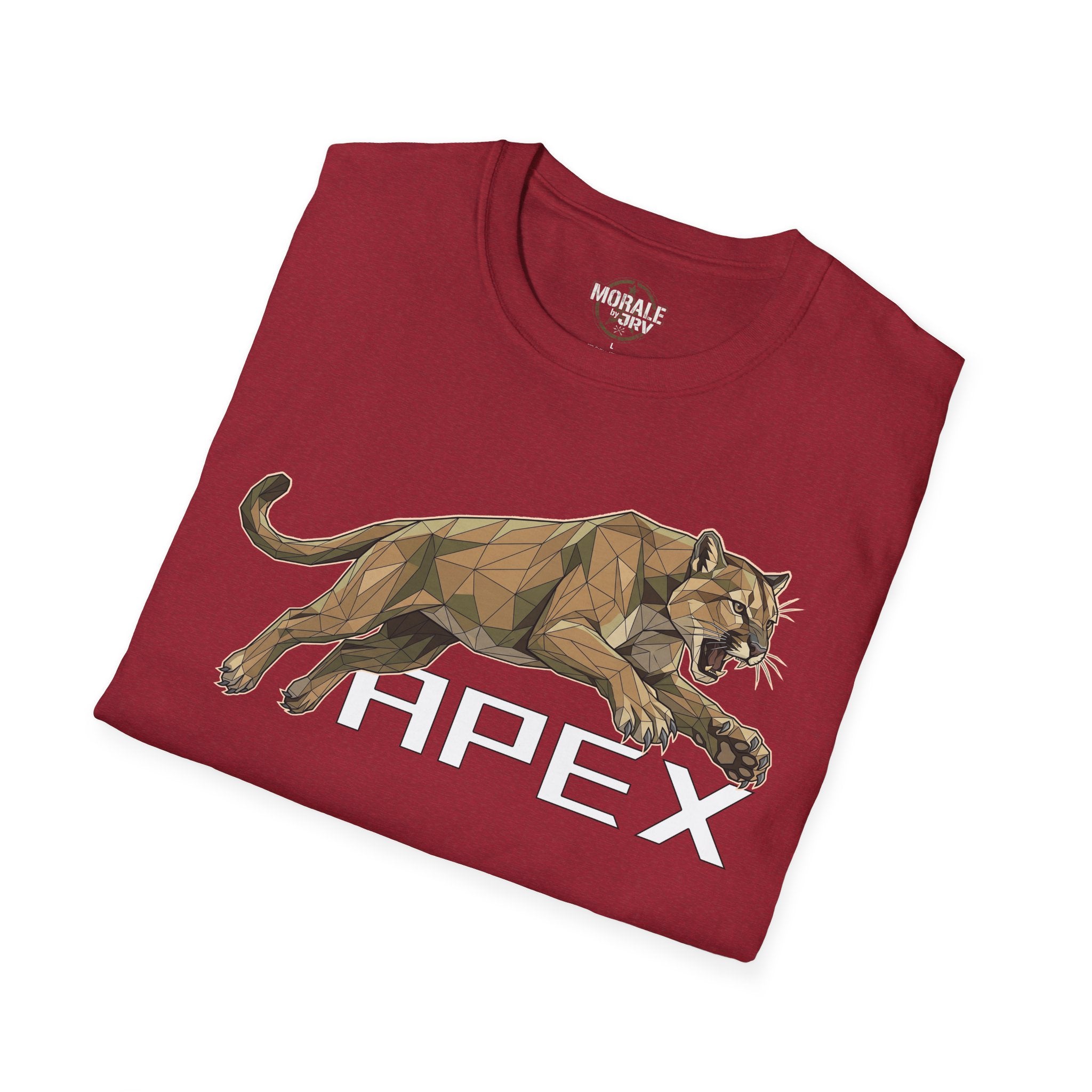 Dark red T-shirt with leaping cougar graphic and HPEX text