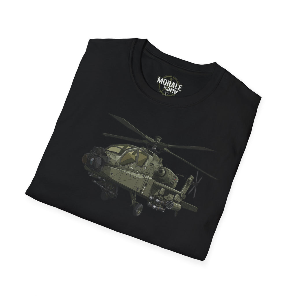 AH-64 Apache T-shirt black, full helicopter graphic on front