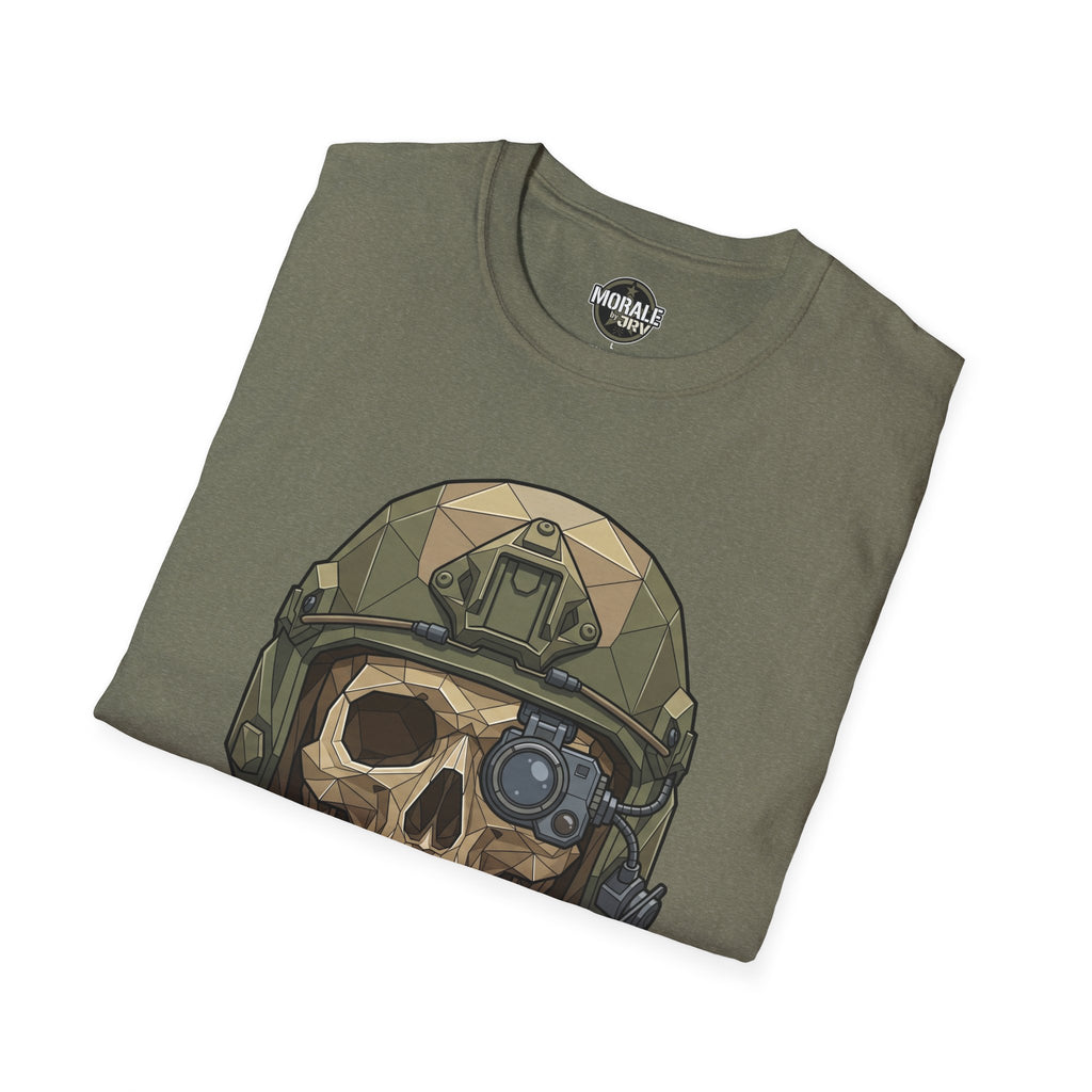 Tactical Skull T-Shirt olivgrün mit großer Helm-Skull-Grafik auf der Vorderseite