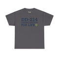 Charcoal T-shirt with DD-214 Honorable Discharged For Life front graphic