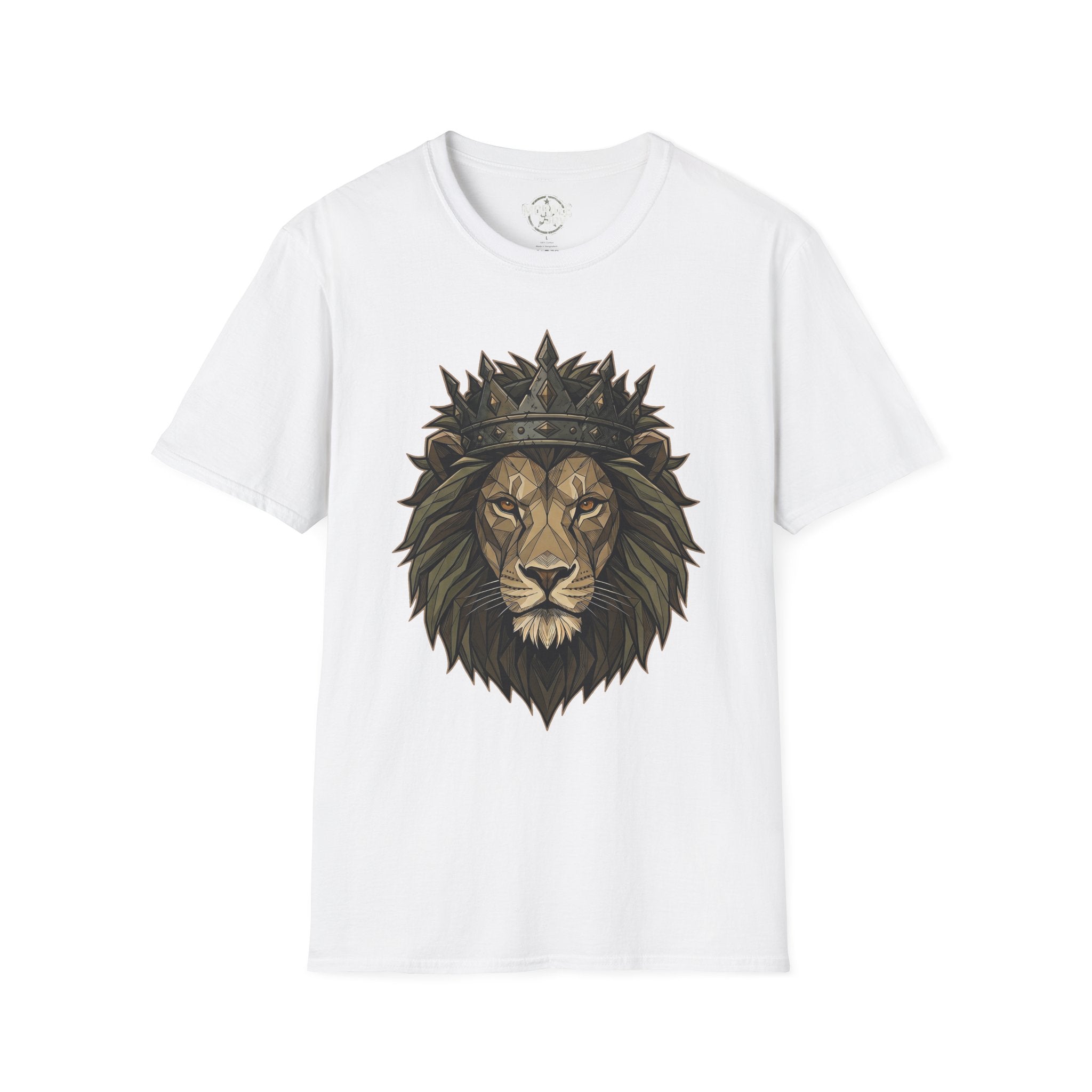 White lion head T-shirt with crown graphic