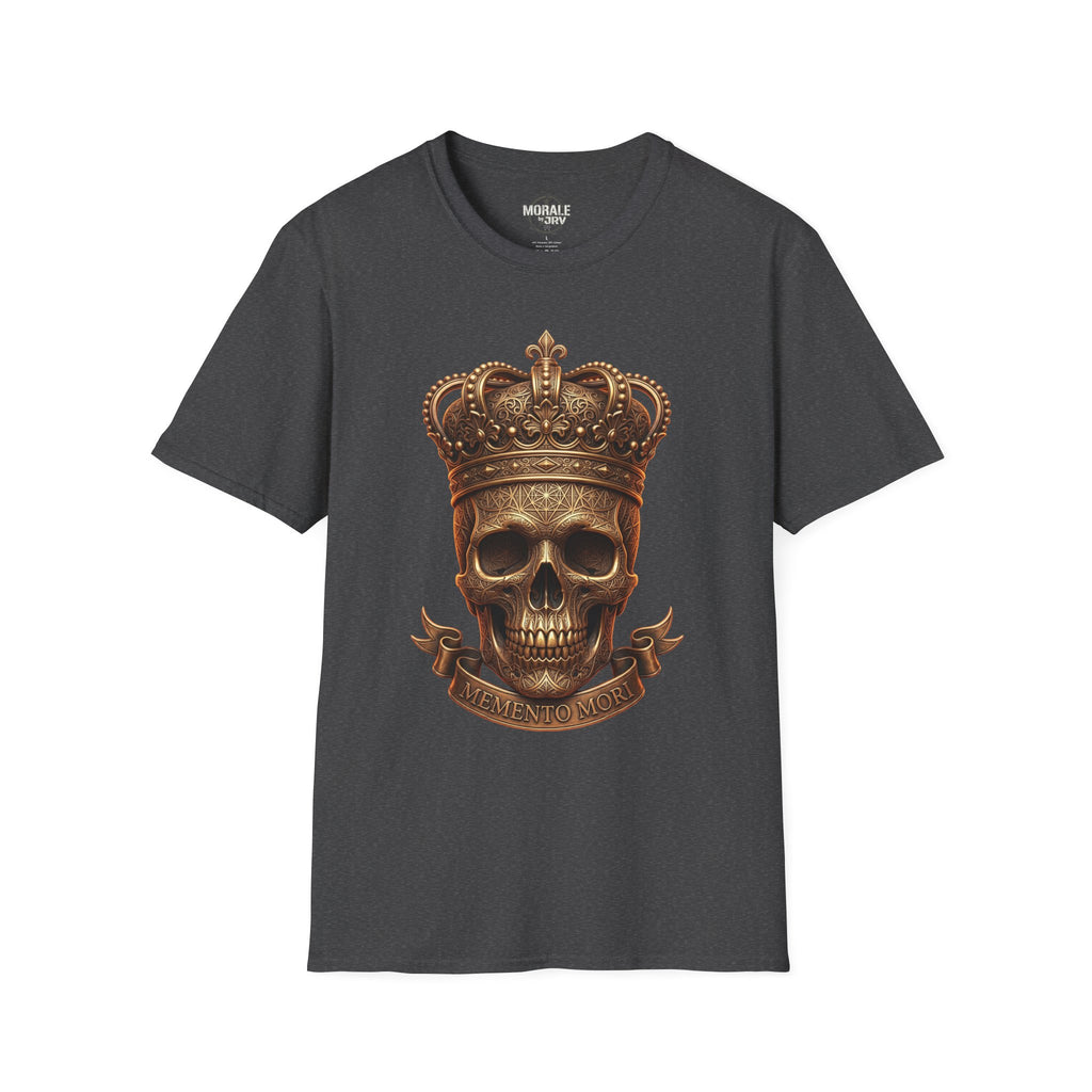 Dark Heather Crowned Skull T-Shirt with metallic-gold crown skull design