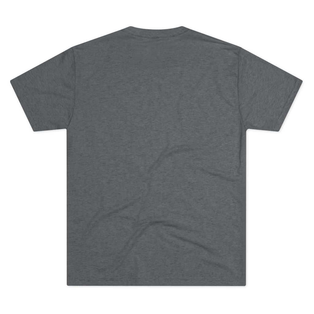 Heather gray T-shirt, plain back view with short sleeves and crew neck