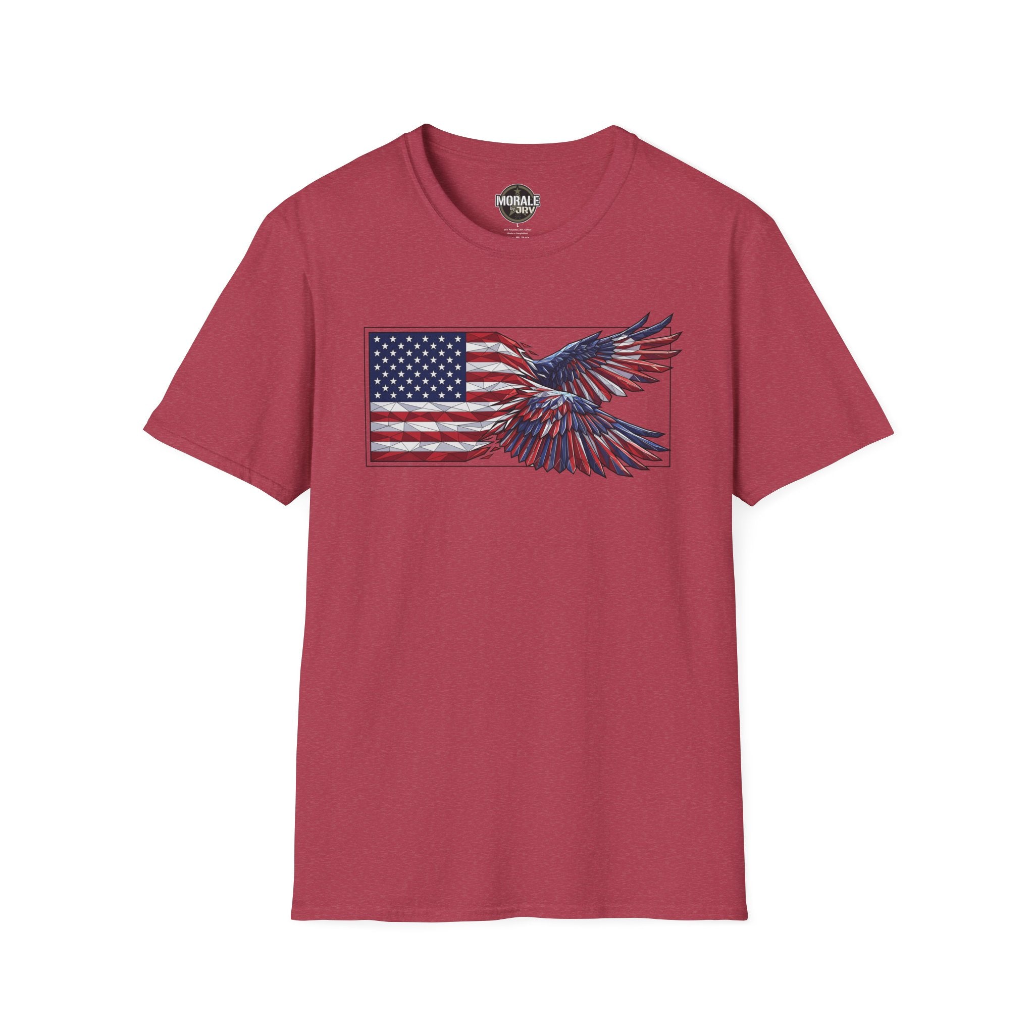 Patriotic eagle flag graphic T-shirt, maroon/red heather with American flag eagle