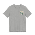 Heather gray travel t-shirt with small vintage postage stamp-style Ha Long Bay graphic on chest.