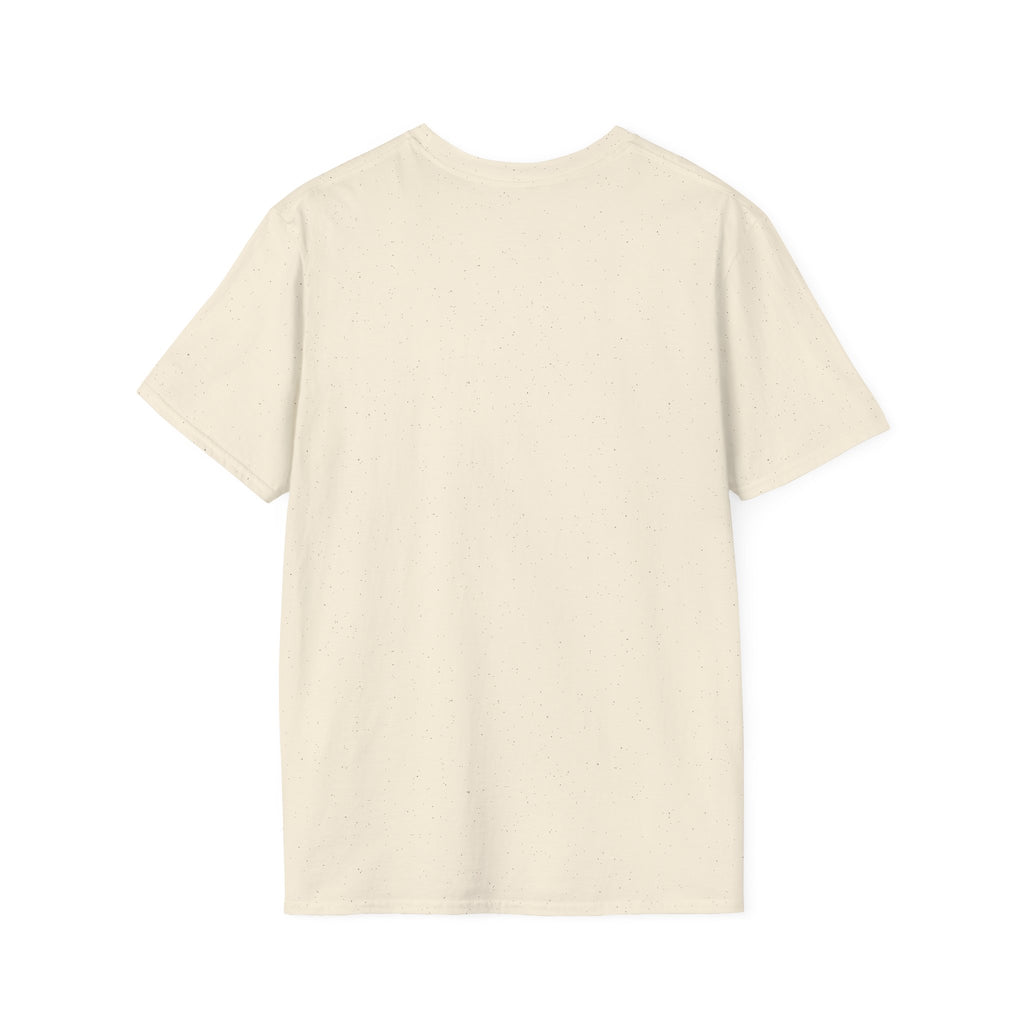 Natural off-white crew-neck T-shirt, plain front with short sleeves