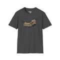 CH-47 T-shirt dark gray with tan/green military helicopter graphic centered