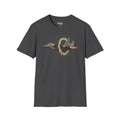 Dark gray t-shirt with fighter jet graphic and ring of fire burst print