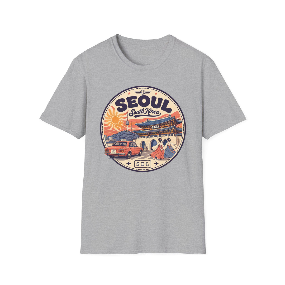 Seoul South Korea Vintage Travel Stamp T-Shirt | Korean Landmark Tee
